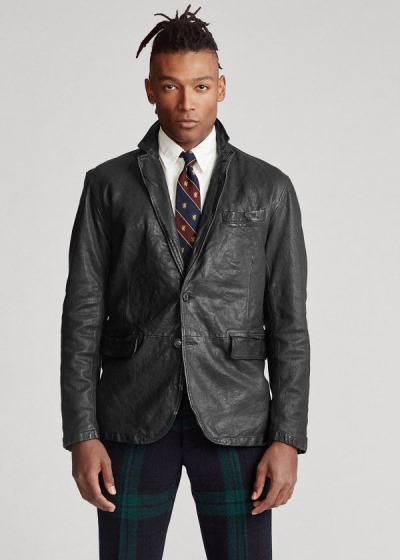 Men's Polo Ralph Lauren Washed Leather Blazers | 201397MLK